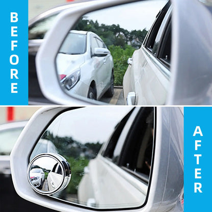 2Pcs Car Blind Spot Mirror with Round Frame Convex Mounted Auxiliary Rearview Mirror 360 Degree Rotation