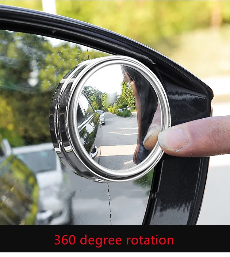 2Pcs Car Blind Spot Mirror with Round Frame Convex Mounted Auxiliary Rearview Mirror 360 Degree Rotation